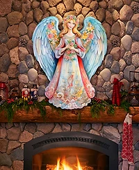 Designocracy Floral Angel Christmas Wooden Door Decor Wall Decor G. DeBrekht