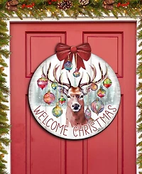 Designocracy Welcome Christmas Wooden Door Decor Welcome Sign Hanging Decoration G. DeBrekht