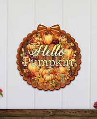 Designocracy Holiday Wooden Door Decor Welcome Sign Hello Pumpkin G. DeBrekht