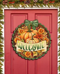 Designocracy Holiday Welcome Sign Wooden Door Decor Hanging Decoration Welcome G. DeBrekht