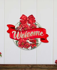Designocracy Christmas Wreath Christmas Wooden Door Decor Welcome Sign G. DeBrekht