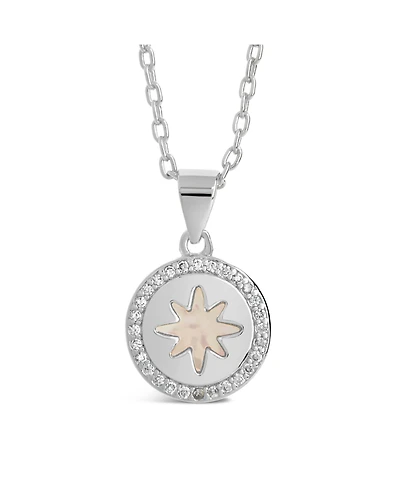 Sterling Forever Cubic Zirconia Genuine Mother of Pearl Brae Pendant Necklace