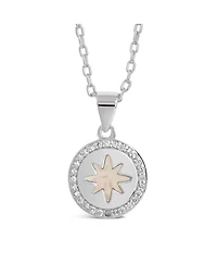 Sterling Forever Cubic Zirconia Genuine Mother of Pearl Brae Pendant Necklace