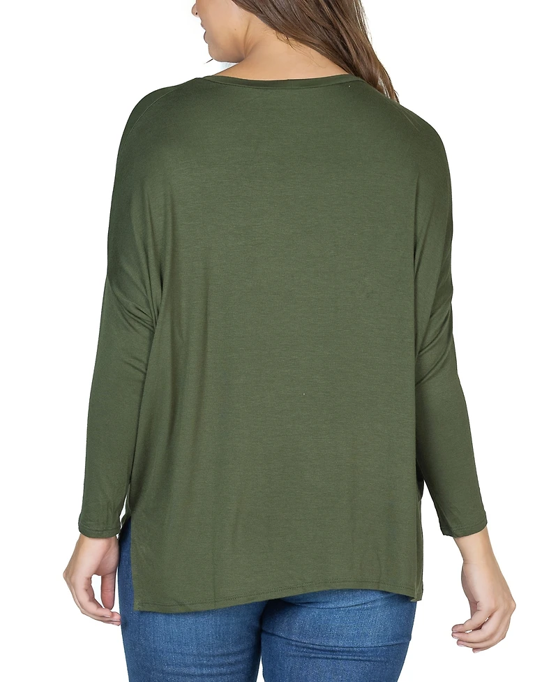 24seven Comfort Apparel Women's Long Sleeve Oversized Dolman Top