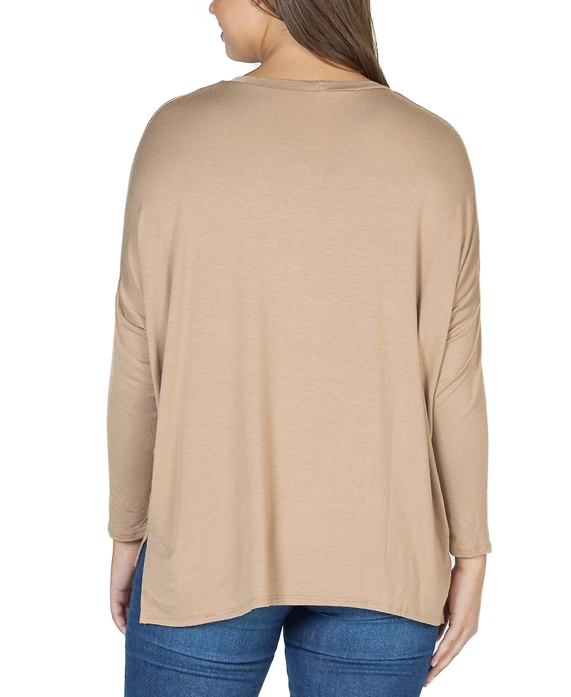 24seven Comfort Apparel Women's Long Sleeve Oversized Dolman Top