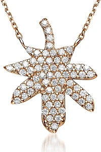 Sterling Silver White Cubic Zirconia Stones Maple Leaf Pendant