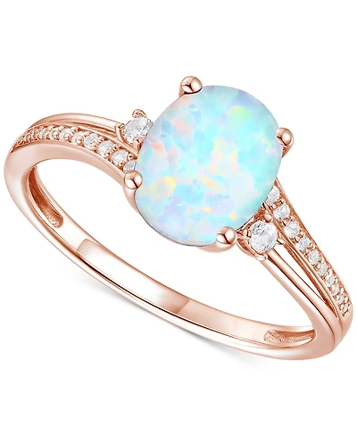 Amethyst (1-1/2 ct. t.w.) & Lab-Grown White Sapphire (1/8 Swirl Ring 14k Gold-Plated Sterling Silver (Also Additional Gemstones)