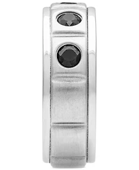 Men's Black Sapphire Textured Band (1-1/3 ct. t.w.) in Sterling Silver