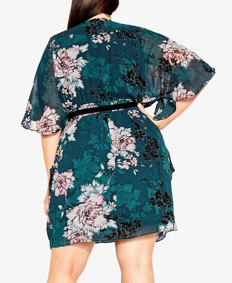 City Chic Plus Jade Blossom Mini Dress