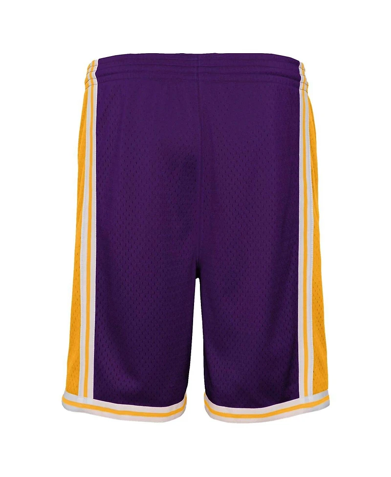 Big Boys Mitchell & Ness Purple Los Angeles Lakers Hardwood Classics Swingman Shorts