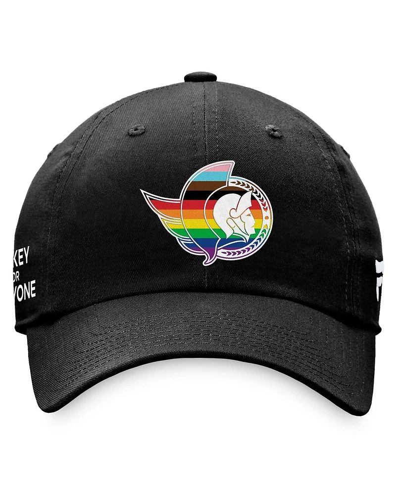 Men's Fanatics Black Ottawa Senators Team Logo Pride Adjustable Hat