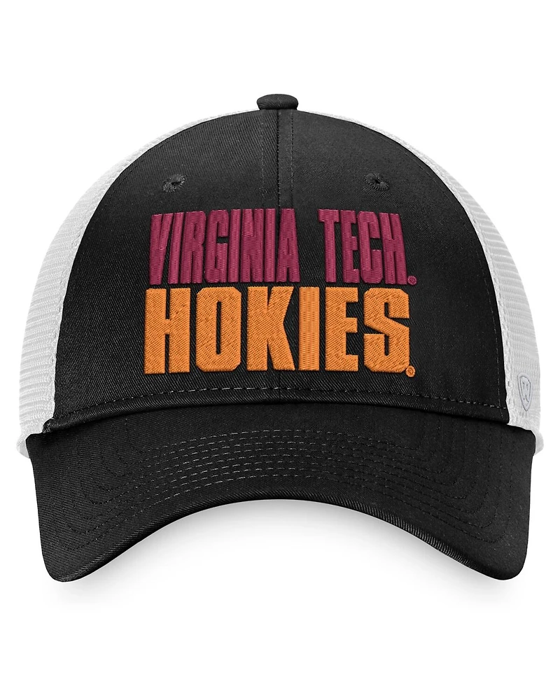 Men's Top of the World Black, White Virginia Tech Hokies Stockpile Trucker Snapback Hat