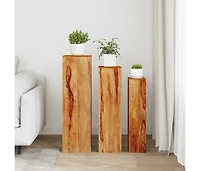 3 Piece Plant Stands Solid Wood Brown