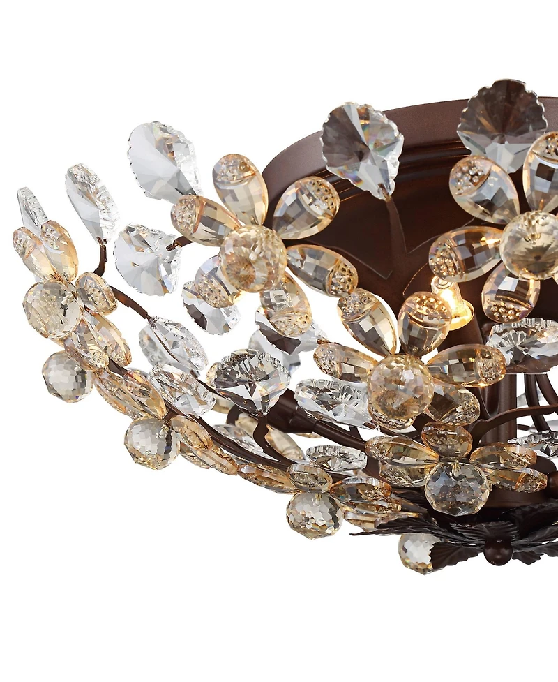 Vienna Full Spectrum Blooms Vintage Ceiling Light Semi Flush Mount Fixture 21" Wide Weathered Brown 5-Light for Bedroom Kitchen Living Room Hallw