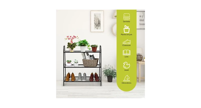 3-tier Metal Plant Stand Shelf Display Rack for Plants Shoes Flower Pot