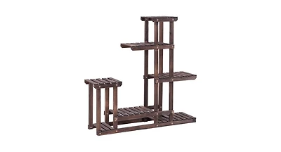 6-Tier Garden Wooden Plant Flower Stand Shelf for Multiple Plants Indoor or Outdoor
