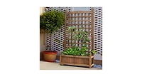 Solid Free Standing Wood Planter Box with Trellis for Garden