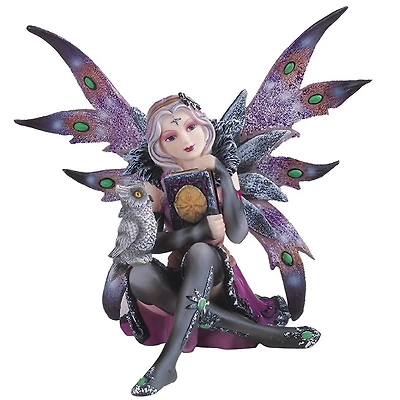 Fc Design 6"W Purple Fairy Reading with an Owl Statue Fantasy Decoration Figurine Home Decor Perfect Gift for House Warming, Holidays and Birthdays