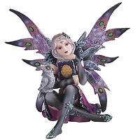 Fc Design 6"W Purple Fairy Reading with an Owl Statue Fantasy Decoration Figurine Home Decor Perfect Gift for House Warming, Holidays and Birthdays