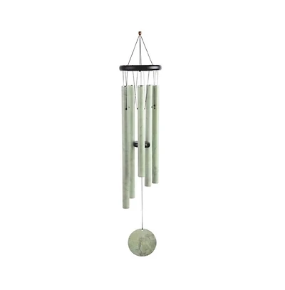 36" Long Wooden Top Wind Chime with Leaf Print Tube