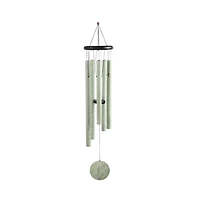 36" Long Wooden Top Wind Chime with Leaf Print Tube