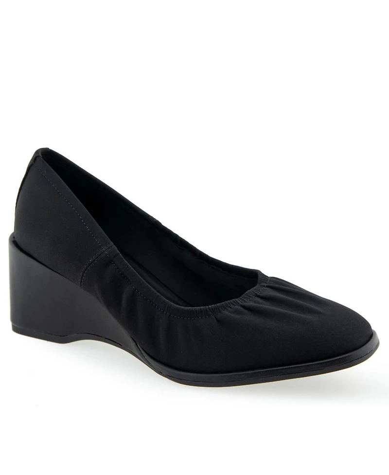 Aerosoles Airlie Dress-Pump-Wedge - Black Stretch