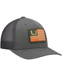 Men's Huk Olive Huks and Bars Trucker Snapback Hat
