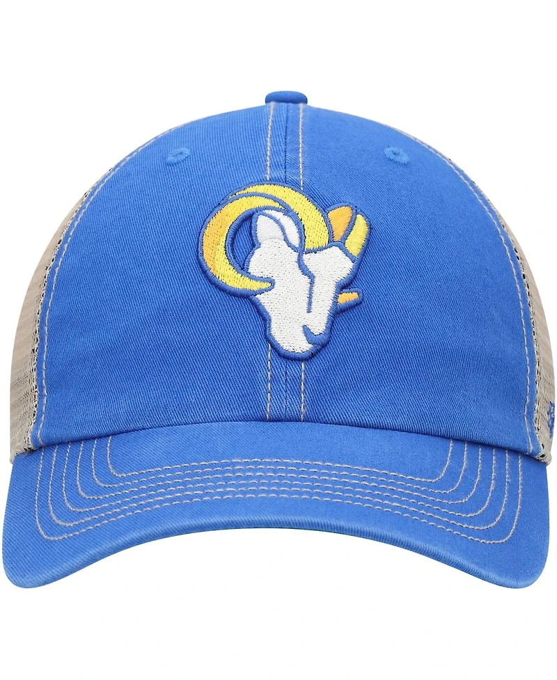 Men's '47 Brand Royal, Natural Los Angeles Rams Head Trawler Trucker Clean Up Snapback Hat