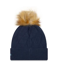 Women's New Era Navy Tennessee Titans Snowy Cuffed Knit Hat with Pom