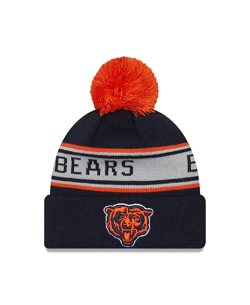 Preschool Boys and Girls New Era Navy Chicago Bears Repeat Cuffed Knit Hat with Pom