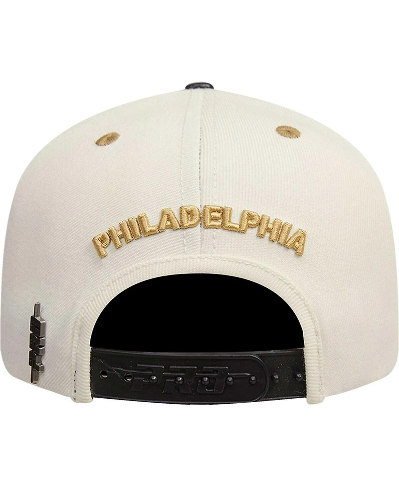 Men's Cream, Black Philadelphia 76ers Album Cover Snapback Hat