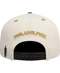 Men's Cream, Black Philadelphia 76ers Album Cover Snapback Hat
