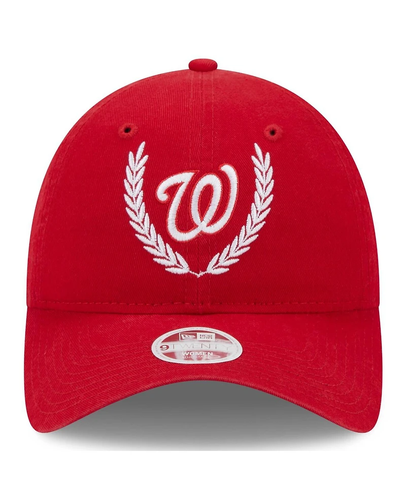 Women's New Era Red Washington Nationals Leaves 9TWENTY Adjustable Hat