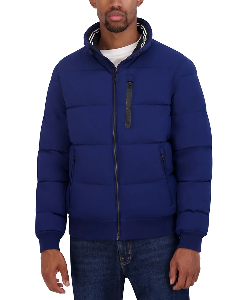 Nautica Men's Zip-Front Bomber Jacket with Faux Fur Hood