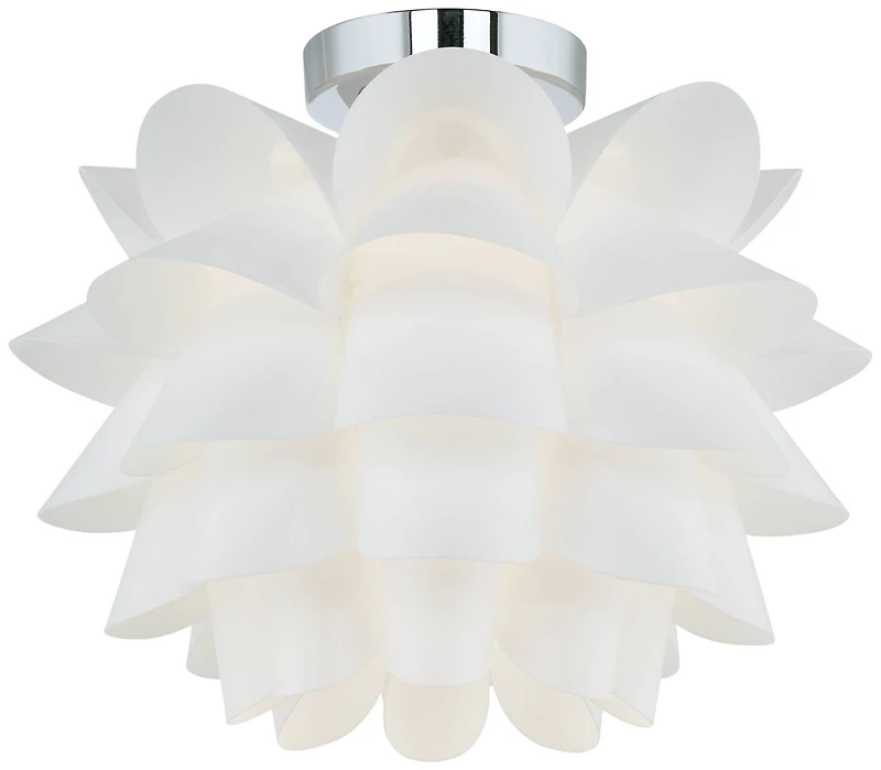 Possini Euro Design Modern Ceiling Light Semi Flush Mount Fixture 15 3/4" Wide White Flower for Bedroom Kitchen Living Room Hallway Bathroom Hous