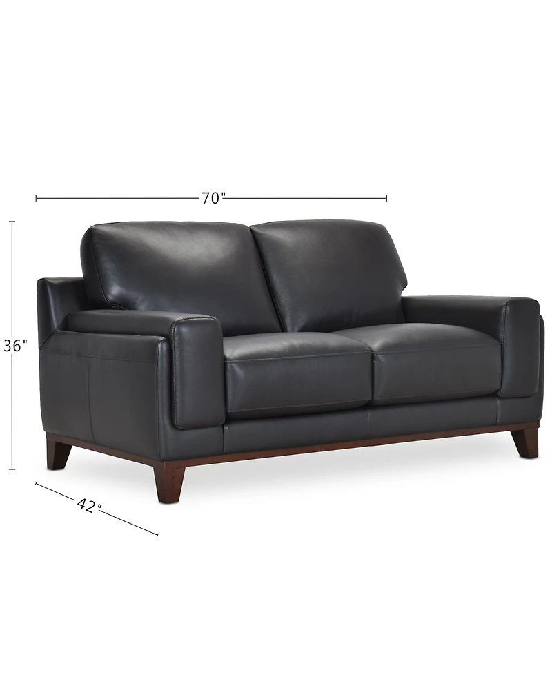 Jeddo 70" Leather Loveseat, Created for Macy's