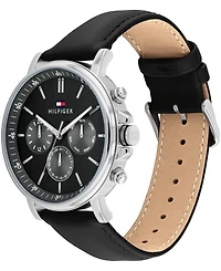 Tommy Hilfiger Men's Multifunction Black Leather Watch 43mm