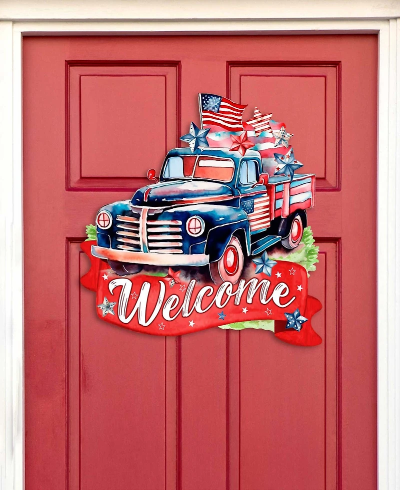 Designocracy Holiday Wooden Door Decor Welcome Sign United We Stand G. DeBrekht