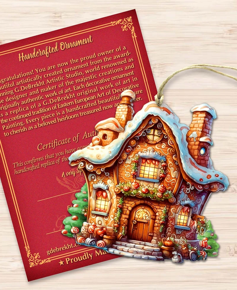 Designocracy Fairy Tale Houses Christmas Wooden Ornaments Holiday Decor Set of 3 G. DeBrekht