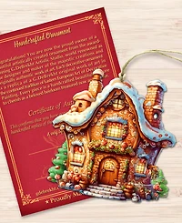 Designocracy Fairy Tale Houses Christmas Wooden Ornaments Holiday Decor Set of 3 G. DeBrekht