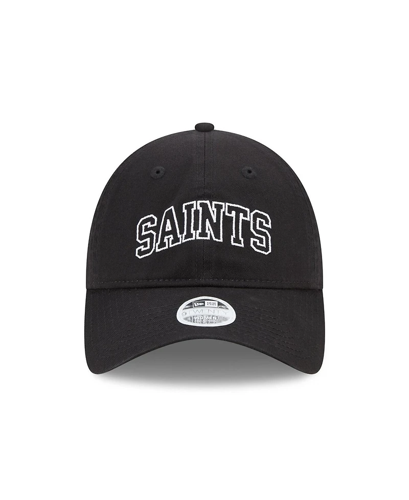 Women's New Era Black New Orleans Saints Collegiate 9TWENTY Adjustable Hat
