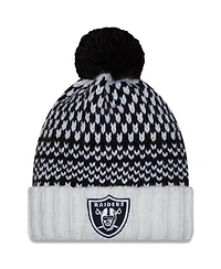 Women's New Era Black, White Las Vegas Raiders 2023 Nfl Crucial Catch Cuffed Pom Knit Hat
