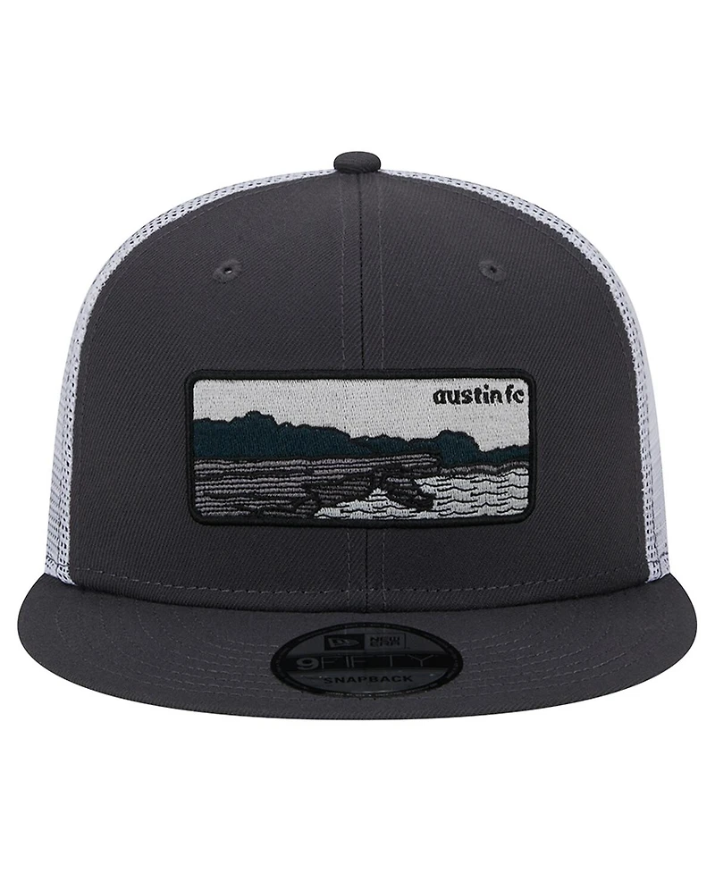 Men's New Era Black, White Austin Fc Outdoor Trucker 9FIFTY Snapback Hat
