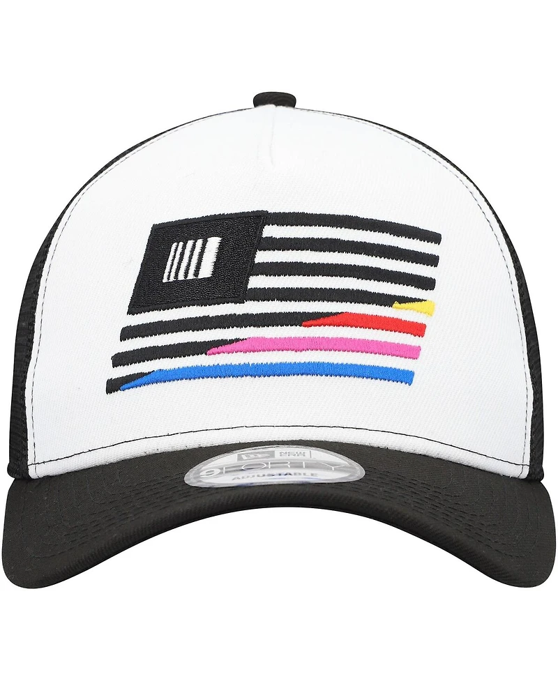 Men's New Era Black, White Nascar 9FORTY A-Frame Trucker Snapback Hat