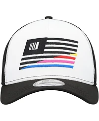 Men's New Era Black, White Nascar 9FORTY A-Frame Trucker Snapback Hat