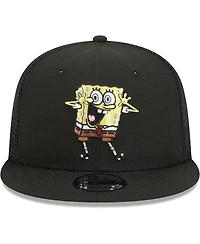 Men's New Era Black SpongeBob SquarePants Trucker 9FIFTY Snapback Hat