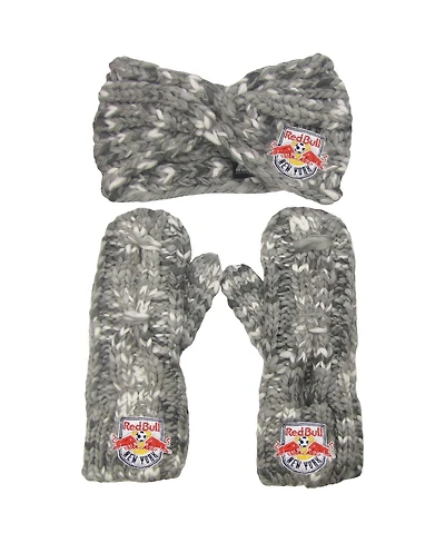 Women's ZooZatz Gray New York Red Bulls Marled Headband and Mittens Set