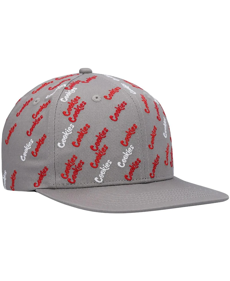 Men's Cookies Gray Triple Beam Allover Print Snapback Hat