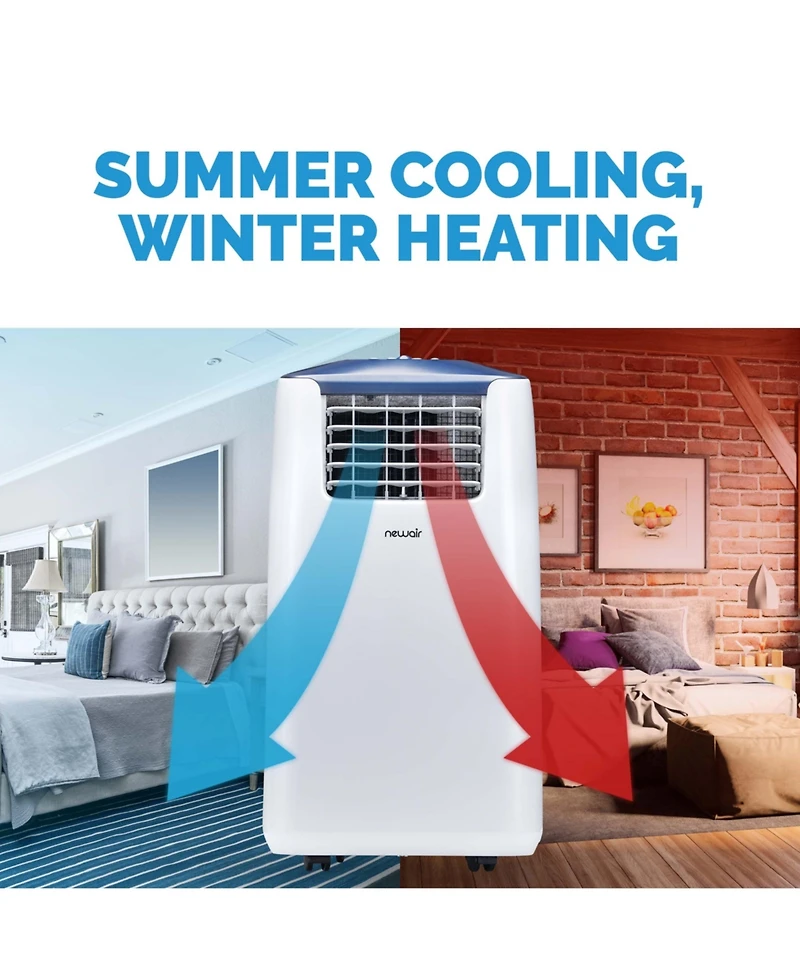 Newair Portable Air Conditioner and Heater, 14,000 Btus (8,500 BTU, Doe), Cools 525 sq. ft., Easy Setup Window Venting Kit and Remote Control