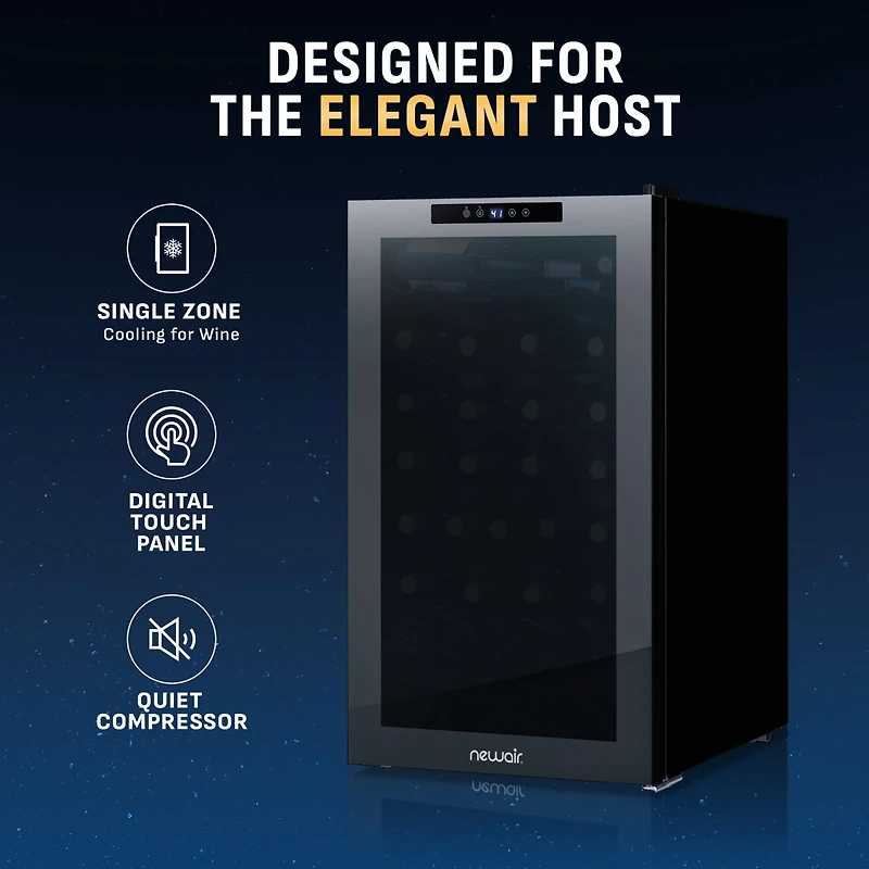 Newair Shadow Series Wine Cooler Refrigerator 51 Bottle, Freestanding Mirrored Wine Fridge with Double-Layer Tempered Glass Door & Compressor Cooling